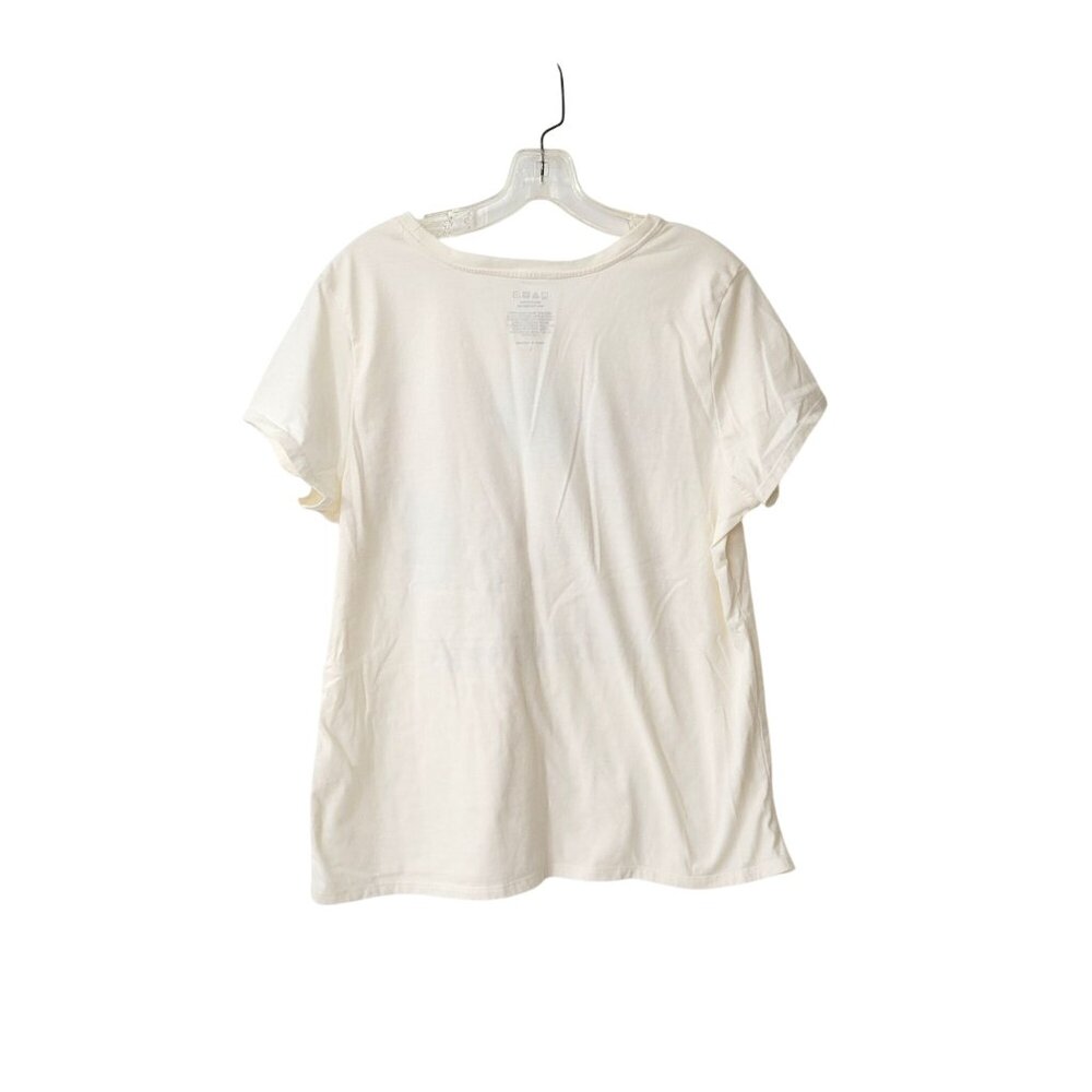 Wild Flowers Graphic T-Shirt Womens L Cream Short Sleeve Casual Top Cotton Blend - Picture 2 of 4